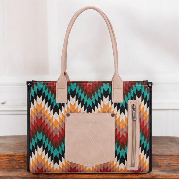 Wrangler Southwestern Pattern Multi-Color Large Canvas Tote *NEW in Package* - Picture 3 of 6